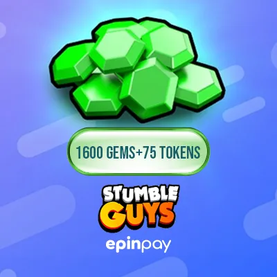Stumble Guys 1600 Gems + 75 Tokens