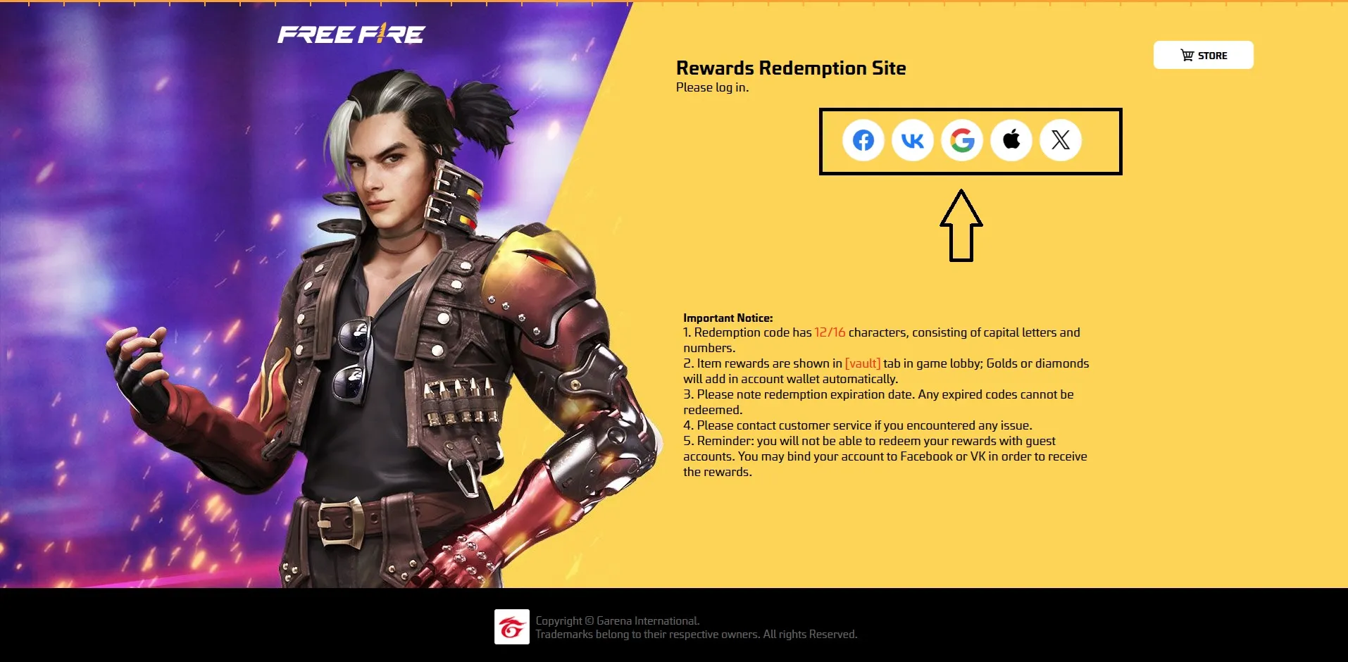 Free Fire Elmas aktif etme adım 1