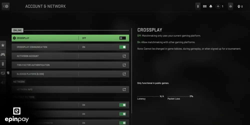 call of duty crossplay özelliği açma-kapama adım 4