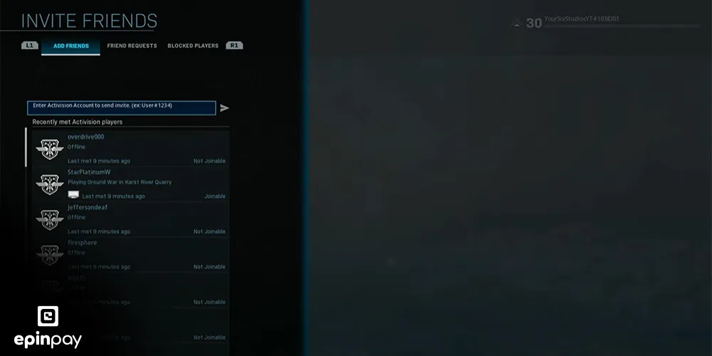 call of duty crossplay arkadaş daveti adım 2