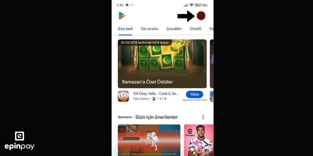 Google Play Hediye Kartı adım 1