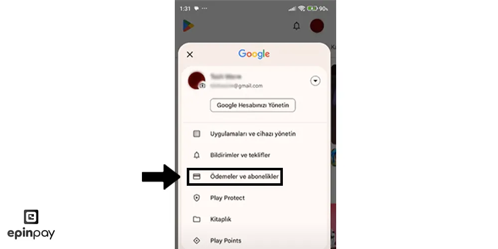 Google Play Hediye Kartı adım 2